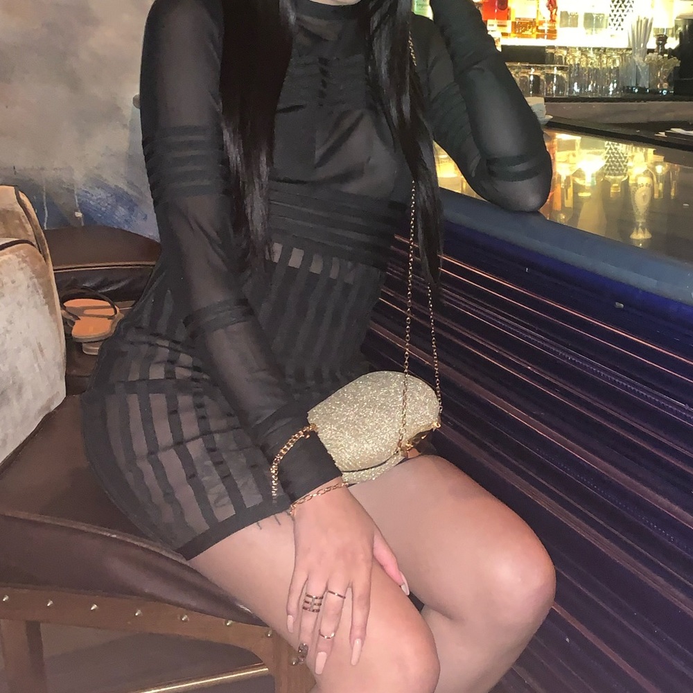 black mesh mini dress, worn once! good as new
